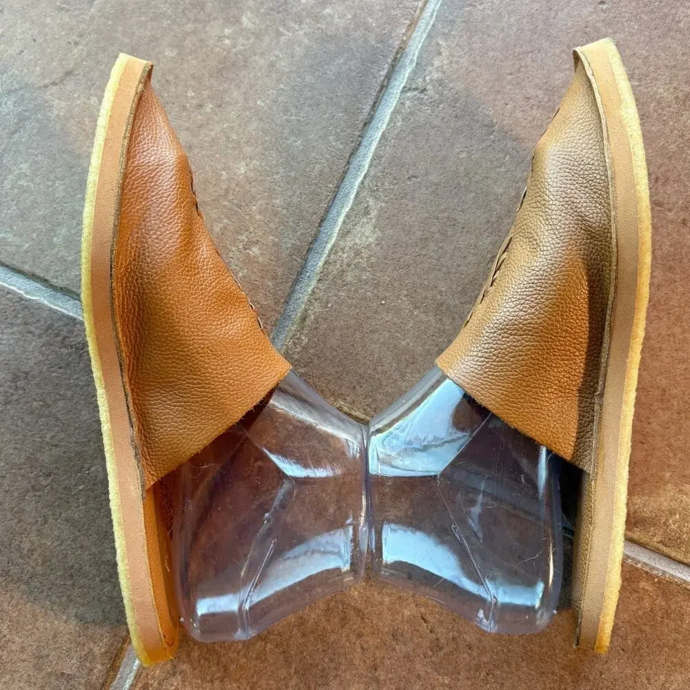 Free People Nova Flat Pebbled Leather Top Stitched Pointy Toe Mules size 7 - Picture 11 of 16